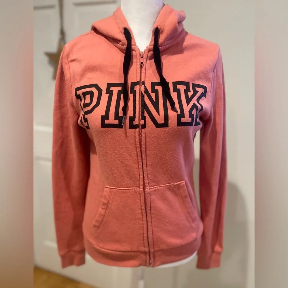 Victorias Secret PINK Everyday Lounge Perfect Full Zip Hoodie XSmall Dusty Coral - Picture 3 of 10